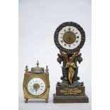 Lot: Charles X clock + alarm clock by Le Roy ‡ Paris (*) (35cm)