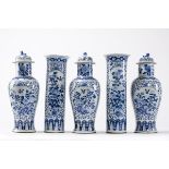 A set of five large vases in Chinese blue and white porcelain 'butterflies', 19th century (*) (