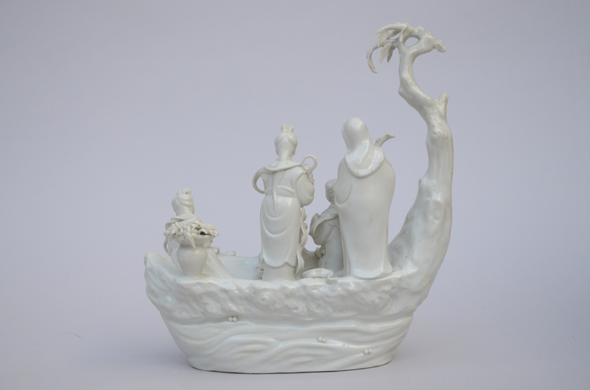 Sculpture in Blanc de Chine 'boat' (*) (10x28x30cm) - Image 3 of 4