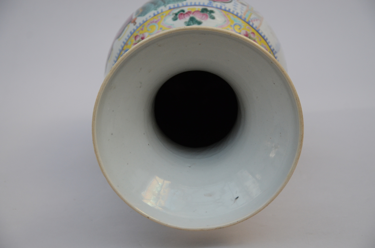 A vase in Chinese famille rose porcelain 'characters' (*) (61cm) - Image 3 of 4