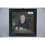 Miniature portrait 'reading man', 19th century (*) (8x8cm)