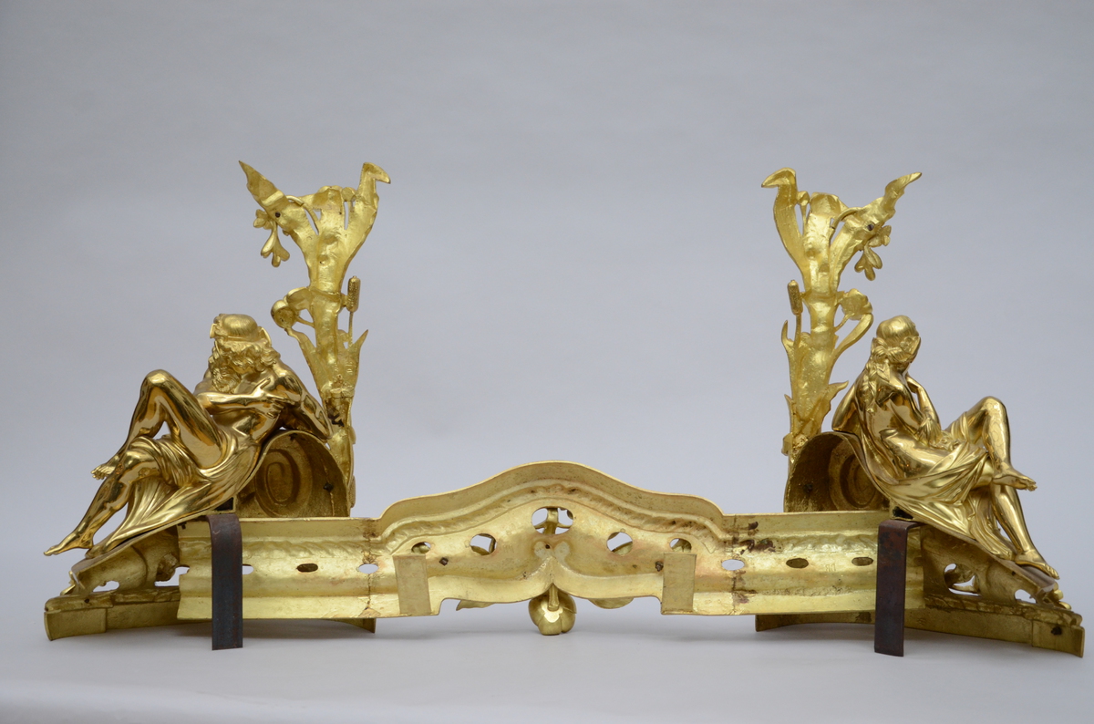 A pair of large gilt bronze fire dogs (55cm) - Image 4 of 4
