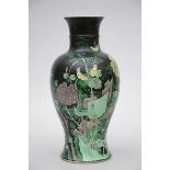 Vase in Chinese famille verte porcelain 'birds' (44cm)