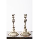 Pair of silver Louis XIV candlesticks by Petit Andries, Bruges 18th century (21cm)