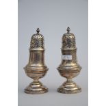 A pair of silver sugar shakers by Dethieu Petrus, Bruges 18th century (12cm)