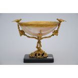 Bowl in mother-of-pearl on a gilt bronze base (9x21x15cm)