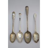 Lot: four large silver spoons, 18th century