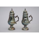Pair of silver lidded pots in Louis XV style (20cm)