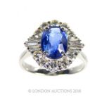 A Sapphire and Diamond Cluster Ring