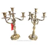 A pair of 19th century French silver plated candelabra.