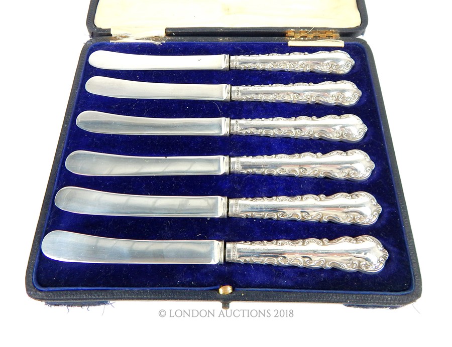A Set of Six Edwardian Sterling Silver Tea Knives. - Image 2 of 3