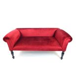 A Maroon velvet Upholstered Bench.