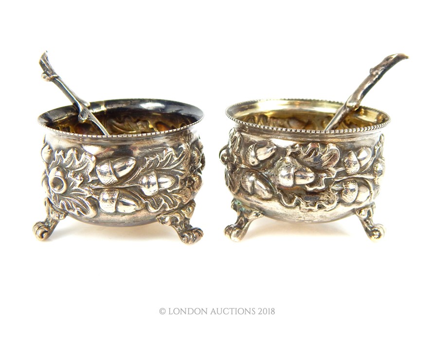 A Pair of Late Victorian Sterling Silver Salt Cellars.