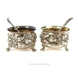 A Pair of Late Victorian Sterling Silver Salt Cellars.