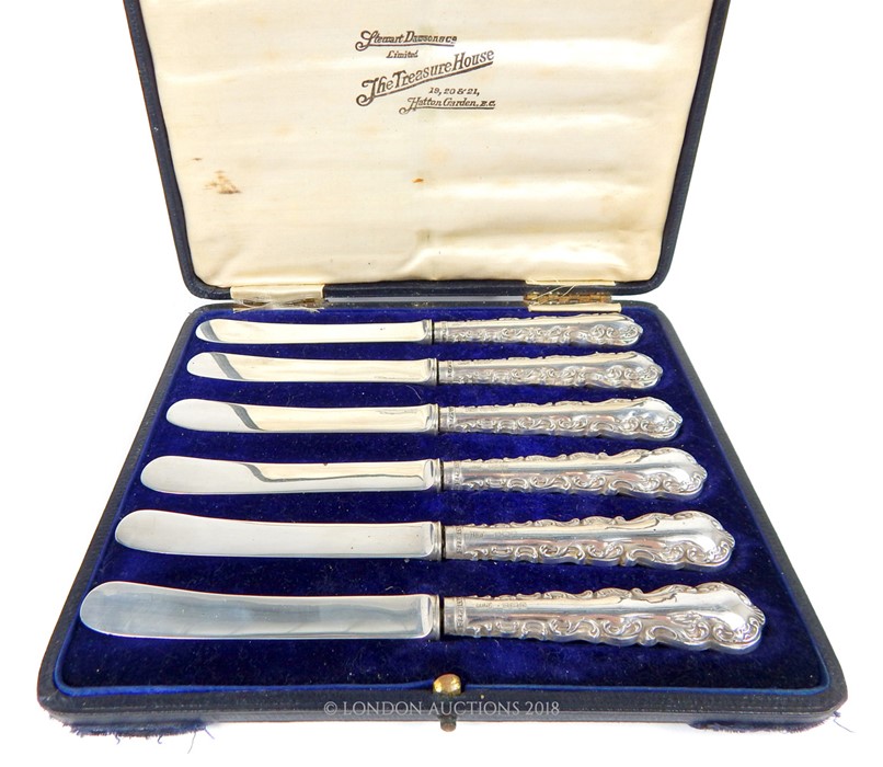 A Set of Six Edwardian Sterling Silver Tea Knives.