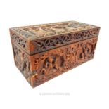 An early 20th century Indian carved wood box