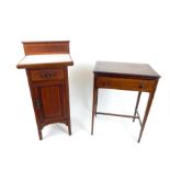 A 19th Century Marble Top Pot Cupboard and Mahogany Side Table.