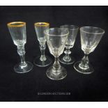 A collection of five Georgian drinking glasses