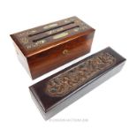 A Good Victorian Rosewood and Mother of Pearl Letter Box.