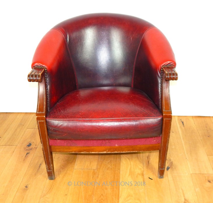 A Red Leather Tub Arm Chair