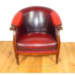 A Red Leather Tub Arm Chair