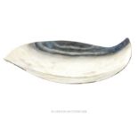 Contemporary leaf shaped white metal dish marked 925