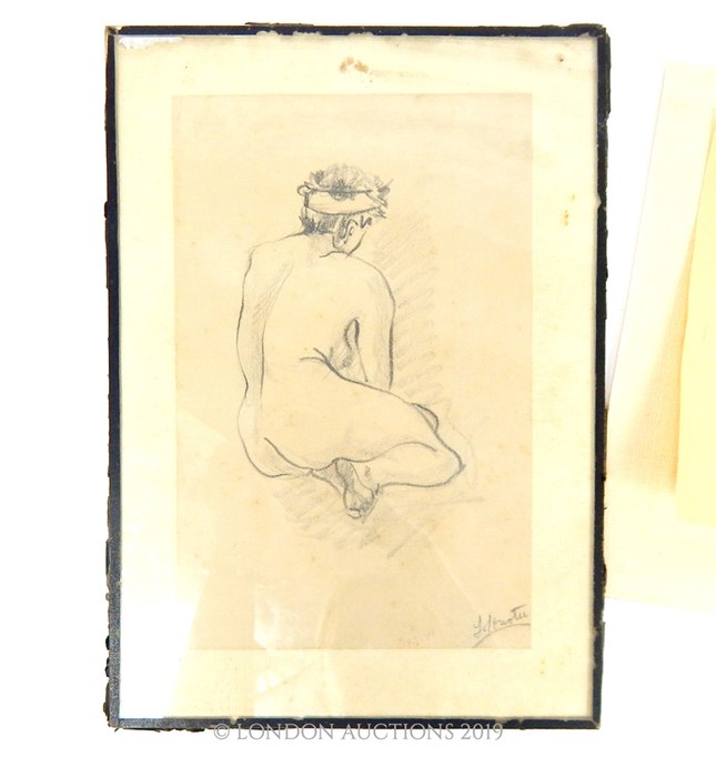 THREE MID 20TH CENTURY NUDE PENCIL DRAWING - Image 2 of 7