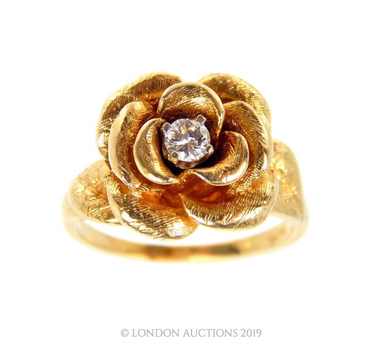 A Vintage 14 Carat Gold Rose Ring.