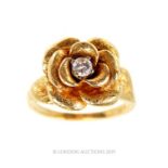 A Vintage 14 Carat Gold Rose Ring.