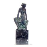 Mid 20th Century Ugo Cara Bronze Of A Sitting Or Bathing Woman