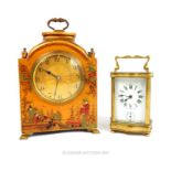 Early 20th Century French Mantle Clock Painted In The Japanese Style And One Other Clock