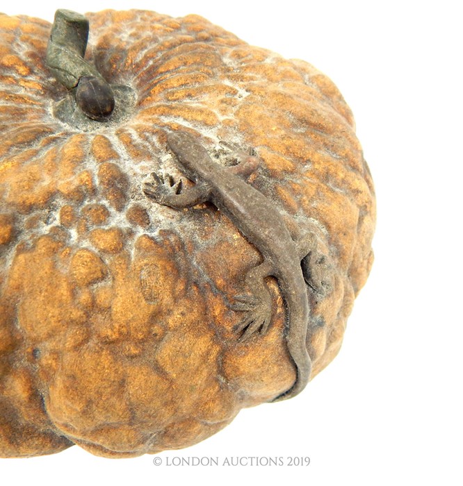 A Ceramic Gourd With Oriental Monogram Seal Mark, Surmounted With A Lizard. - Image 3 of 3