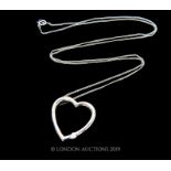 A 9 carat White Gold heart shaped Diamond set pendant necklace.