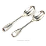 A pair sterling silver George IV fiddle thread pattern serving spoons, London 1831.