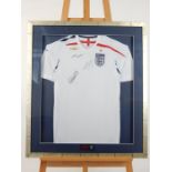 A Signed England Framed Shirt With Plaque;
