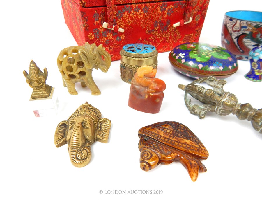 A Collection Of Oriental, Tibetan & Asian items Including Seals Cloisonné etc - Image 3 of 3