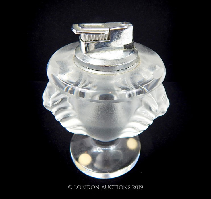 A Lions Head Lighter Marked Lalique France