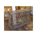A 19TH CENTURY FRENCH WROUGHT IRON CONSOLE TABLE.