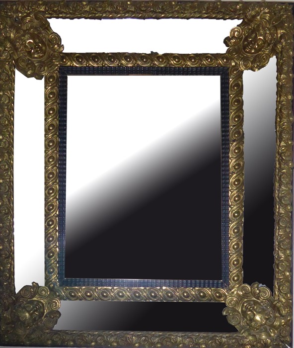 A 19TH CENTURY DUTCH CUSHION FRAME MIRROR.