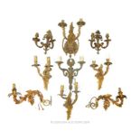 A Collection of Mid 20th Century Gilt Metal Wall Sconces.