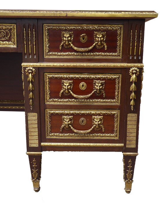 MANNER OF GUILLAUME BENNEMA FRENCH ORMOLU MOUNTED MAHOGANY BUREAU-A-CAISSONS. - Image 3 of 3