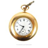 A Rolled Gold Cased Swiss Open Face Pocket Watch