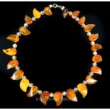 A Baltic Amber and Crystal Bead Necklace.