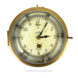 Early 20th Century Ships Brass Bulkhead Clock By Mercer Of St Albans