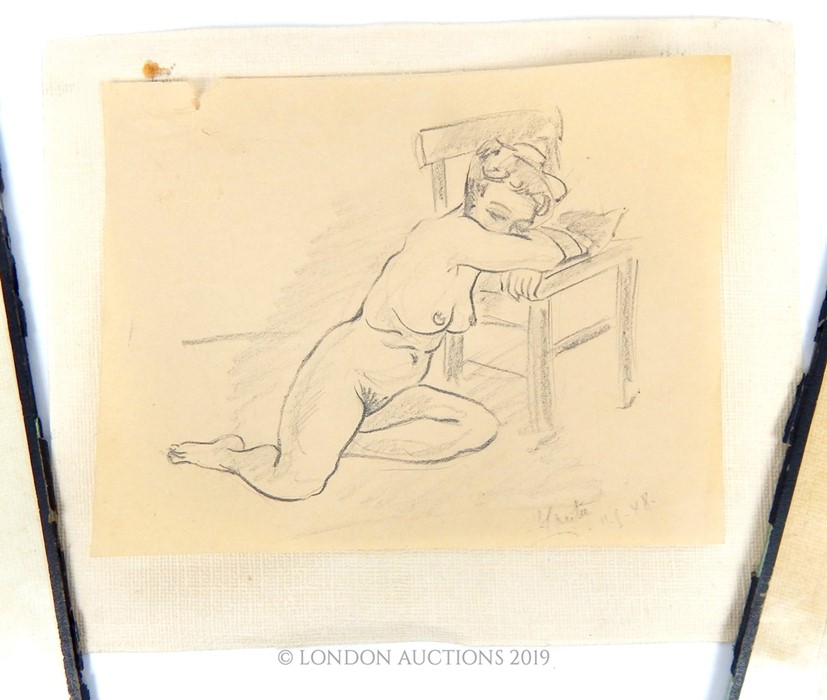 THREE MID 20TH CENTURY NUDE PENCIL DRAWING - Image 4 of 7