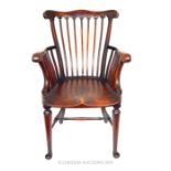 19TH CENTURY OAK COUNTRY ELBOW CHAIR