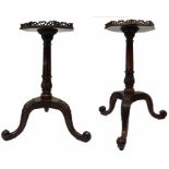 A PAIR OF GEORGE III CHIPPENDALE DESIGN TRIPOD KETTLE STANDS.