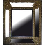 A 19TH CENTURY DUTCH CUSHION FRAME MIRROR.