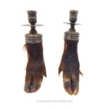 Pair Of Victorian Wild Boar Trotter Candlesticks