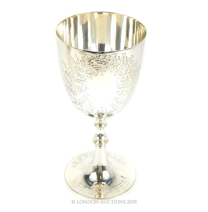 A silver plated goblet. circa 1880.